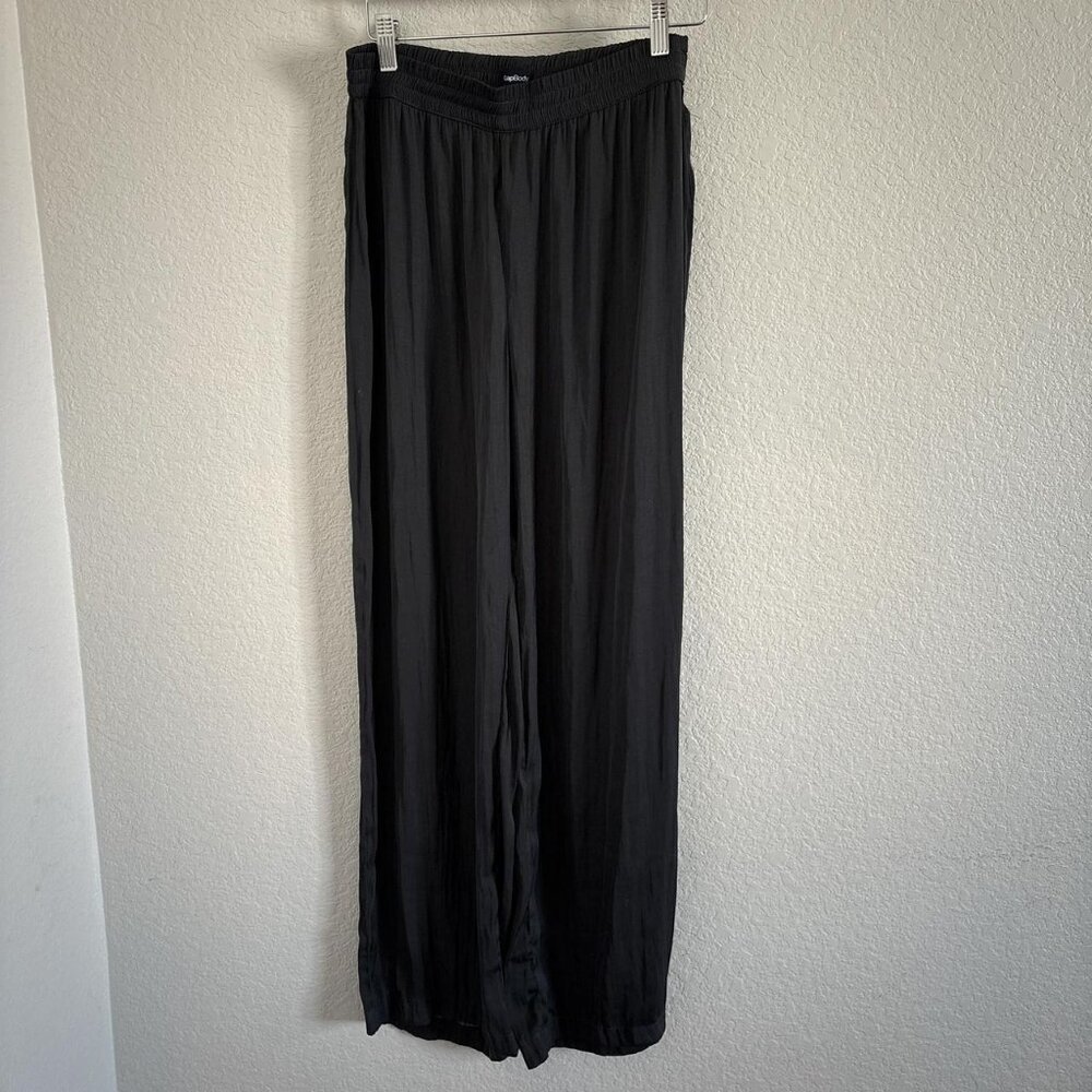 Whimsy goth boho dark gray flowy wide leg pants summer vacation womens pool